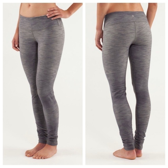 Lululemon Women's Wunder Under Leggings Denim Grey Cashew Coal Slub 28" Size 4 - Picture 1 of 9